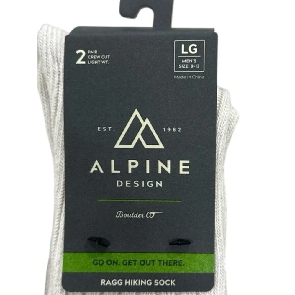 Alpine Design Ragg Hiking Crew Socks Men's Medium & Large 6-Pair‎ NWT